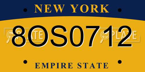 8OS0712 New York License Plate