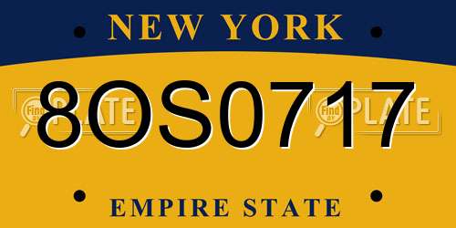 8OS0717 New York License Plate