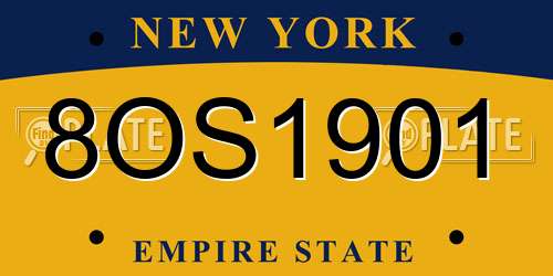 8OS1901 New York License Plate