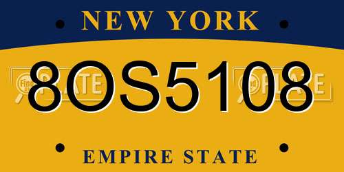 8OS5108 New York License Plate