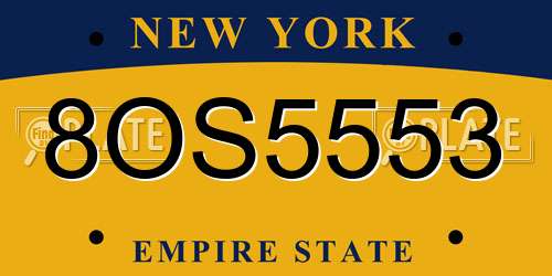 8OS5553 New York License Plate