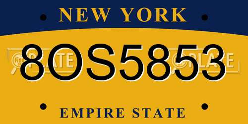 8OS5853 New York License Plate