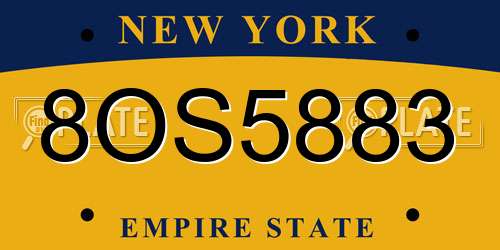 8OS5883 New York License Plate