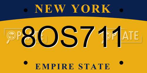 8OS711 New York License Plate