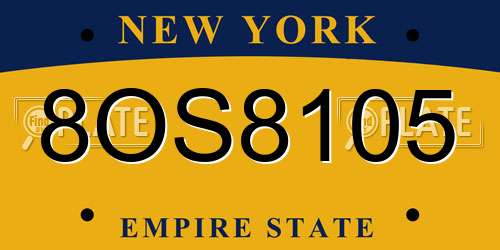 8OS8105 New York License Plate