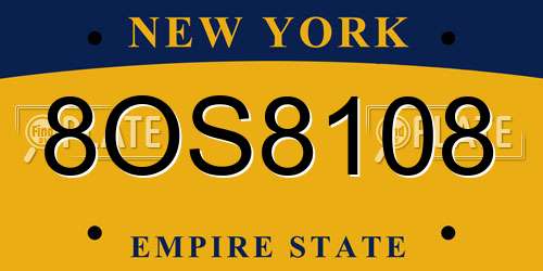 8OS8108 New York License Plate