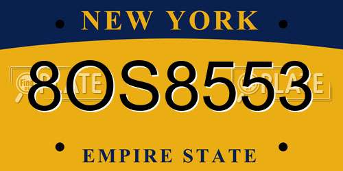 8OS8553 New York License Plate