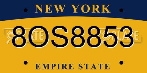 8OS8853 New York License Plate