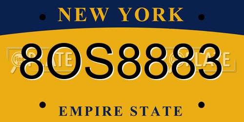 8OS8883 New York License Plate