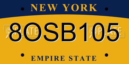 8OSB105 New York License Plate