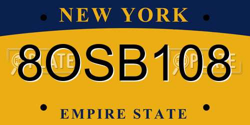 8OSB108 New York License Plate