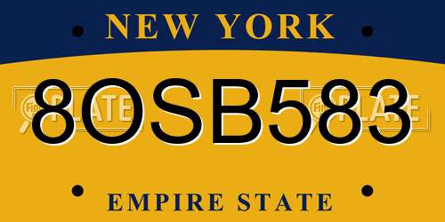 8OSB583 New York License Plate