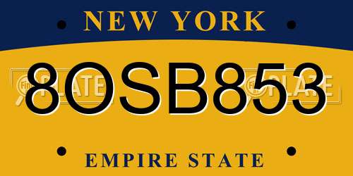 8OSB853 New York License Plate