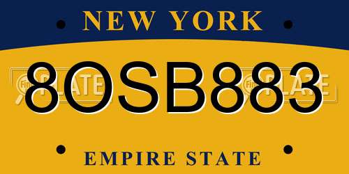8OSB883 New York License Plate