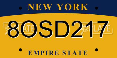 8OSD217 New York License Plate