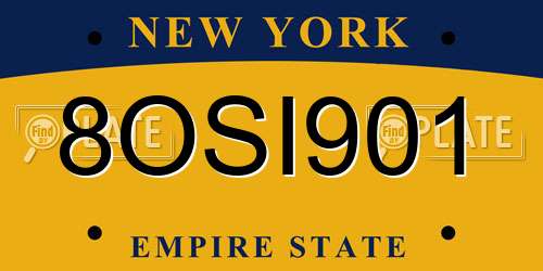 8OSI901 New York License Plate