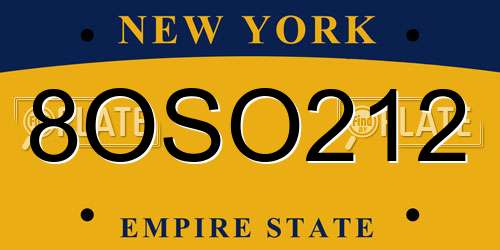8OSO212 New York License Plate
