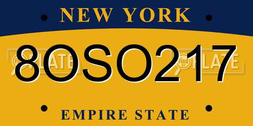 8OSO217 New York License Plate
