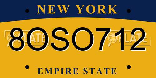 8OSO712 New York License Plate
