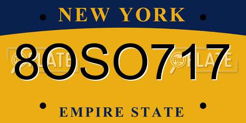 8OSO717 New York License Plate