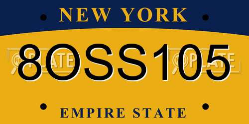 8OSS105 New York License Plate