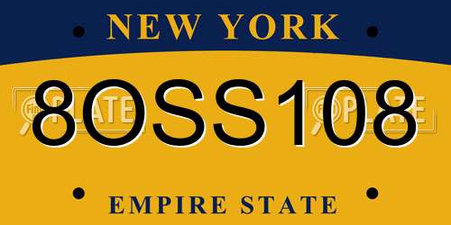 8OSS108 New York License Plate