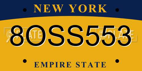 8OSS553 New York License Plate