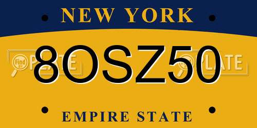 8OSZ50 New York License Plate