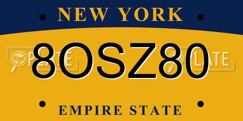 8OSZ80 New York License Plate
