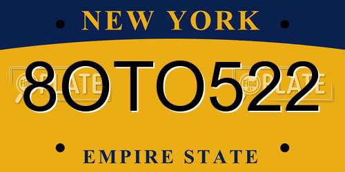 8OTO522 New York License Plate
