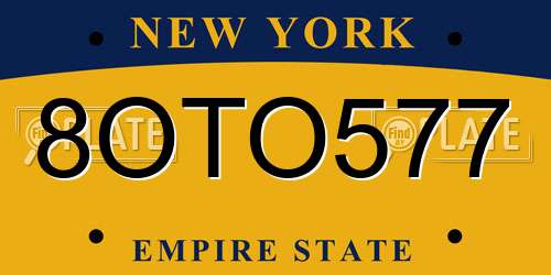 8OTO577 New York License Plate