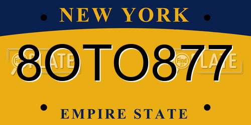 8OTO877 New York License Plate