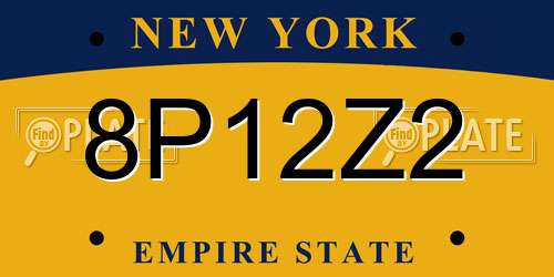 8P12Z2 New York License Plate