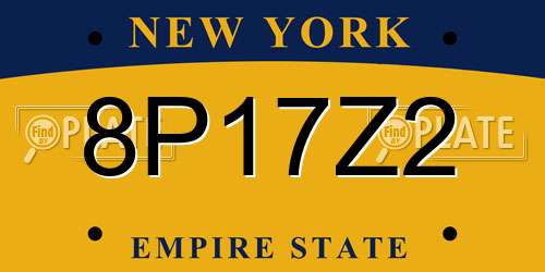 8P17Z2 New York License Plate