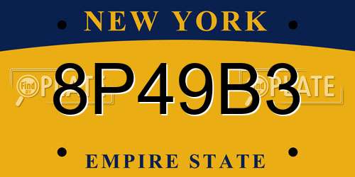 8P49B3 New York License Plate