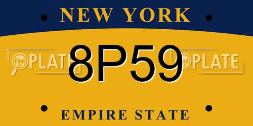 8P59 New York License Plate