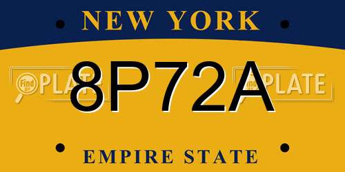 8P72A New York License Plate