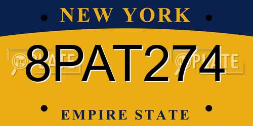 8PAT274 New York License Plate