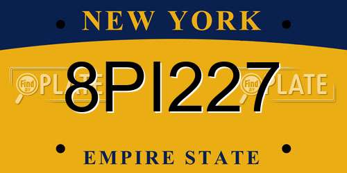 8PI227 New York License Plate