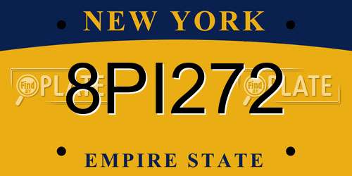 8PI272 New York License Plate