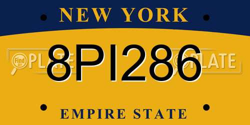 8PI286 New York License Plate