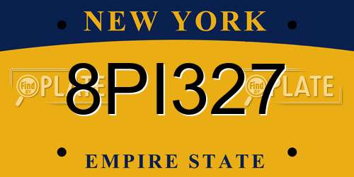 8PI327 New York License Plate