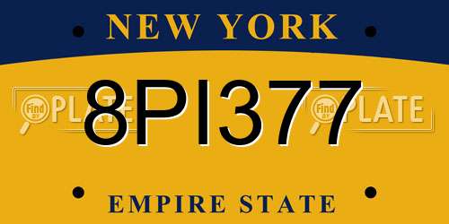 8PI377 New York License Plate