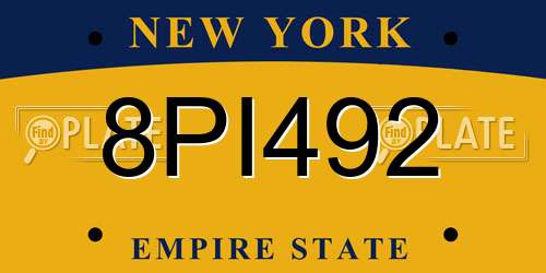 8PI492 New York License Plate