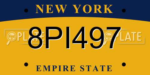 8PI497 New York License Plate