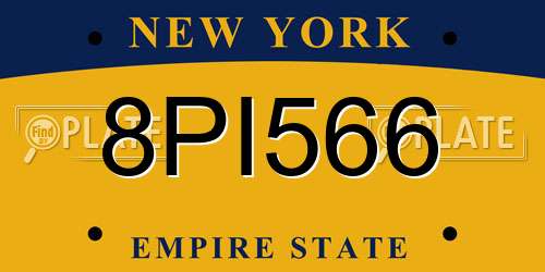 8PI566 New York License Plate