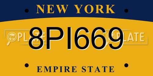 8PI669 New York License Plate