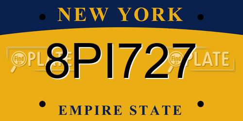8PI727 New York License Plate