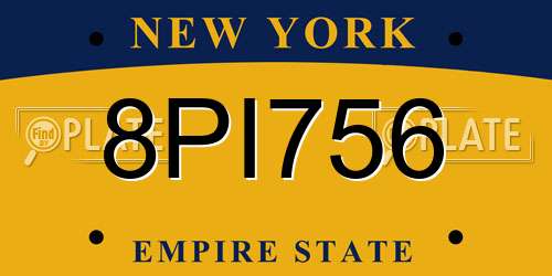 8PI756 New York License Plate