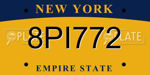8PI772 New York License Plate
